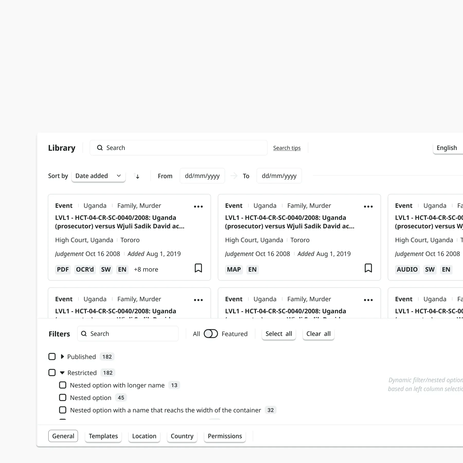 Bottom-up drawer concept for filters