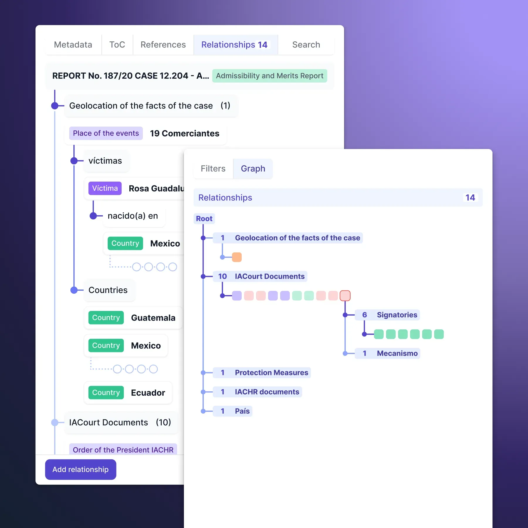 Graph navigation concept for Uwazi's relationships