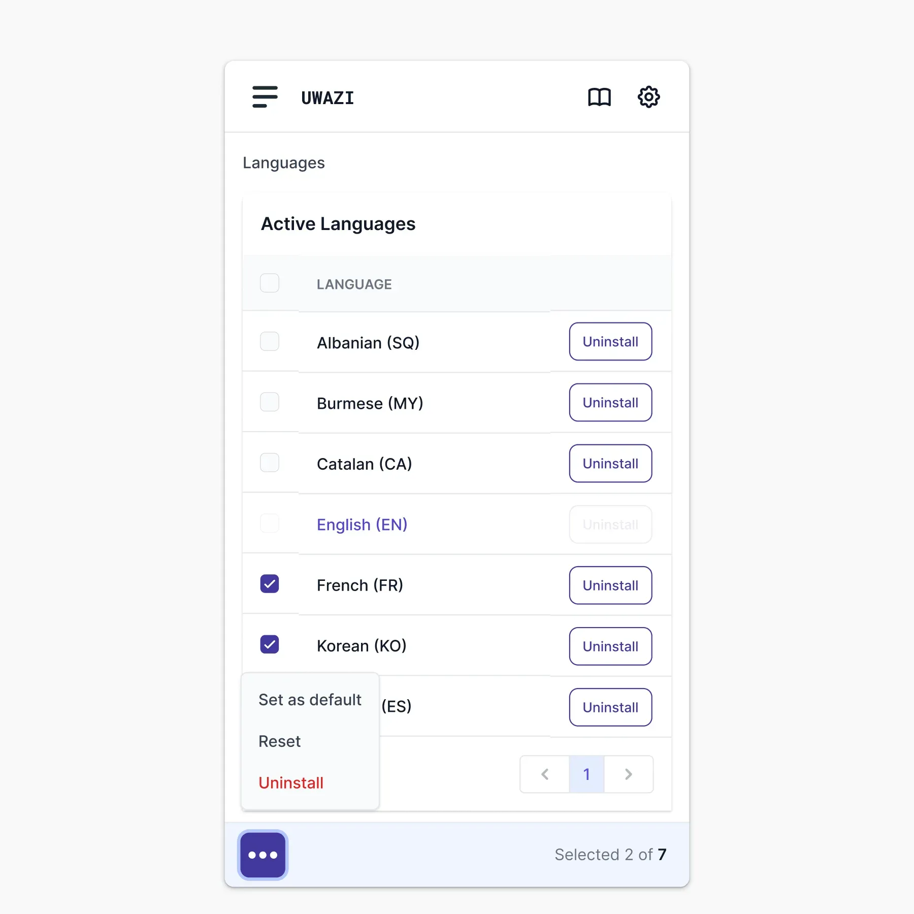 Mobile table view actions