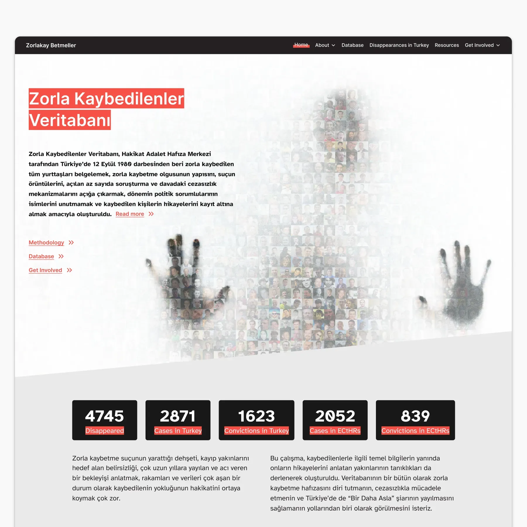 Landing page for Zorlakay project about forced disappearances in Turkey