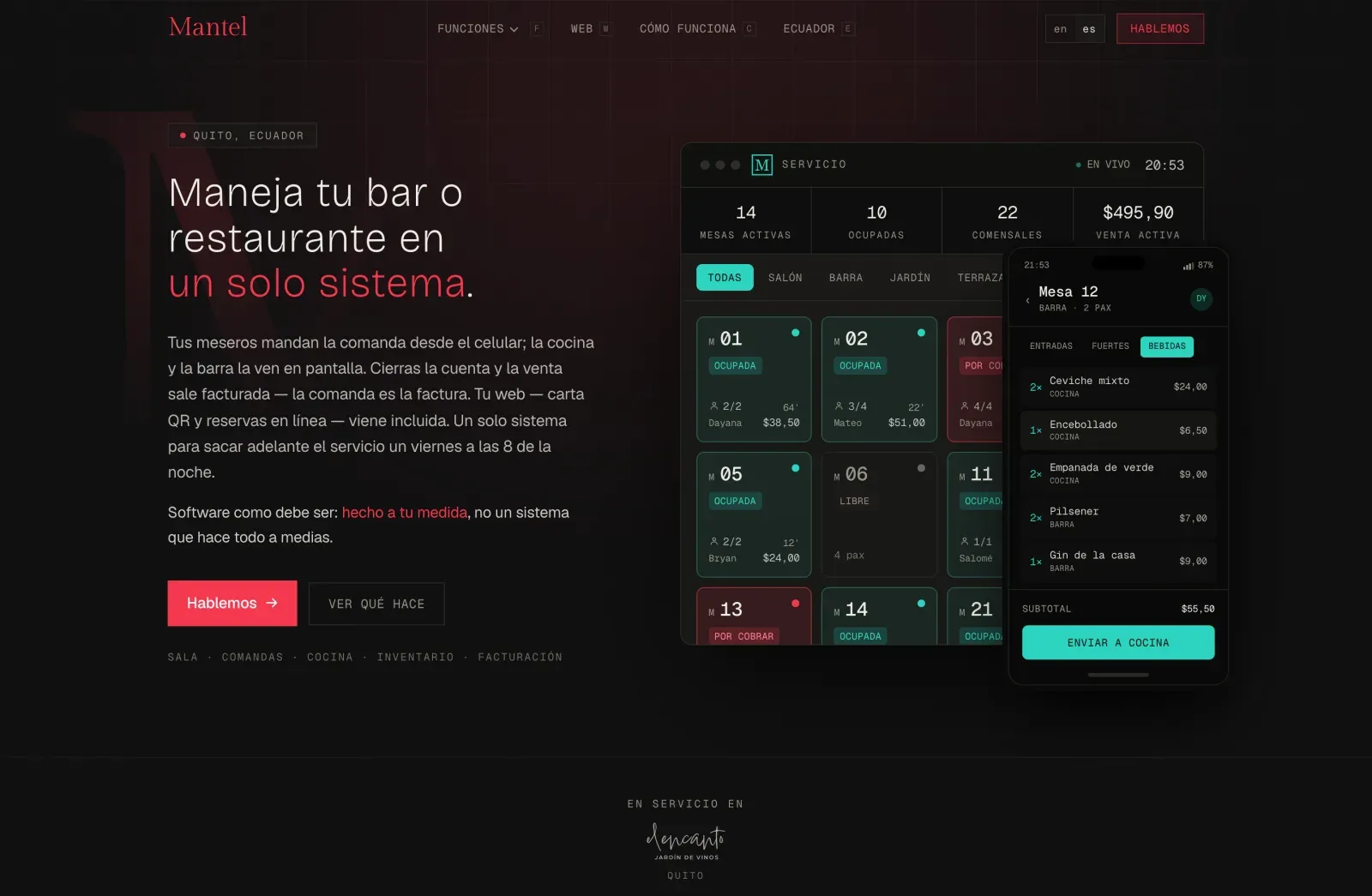 Mantel landing page with the live floor grid for El Encanto