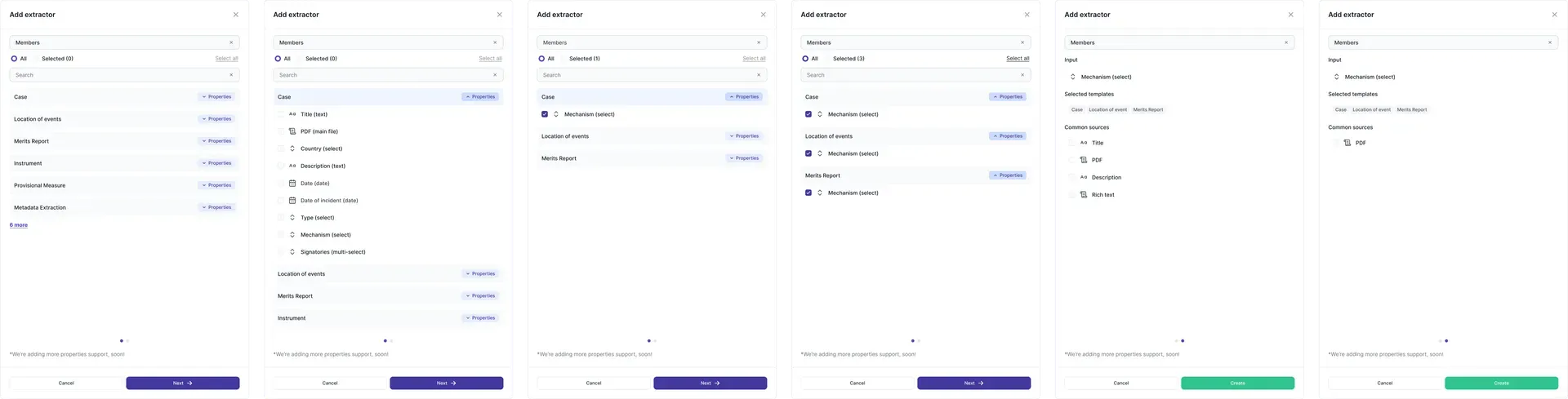 IX modal interface to configure an information extraction model