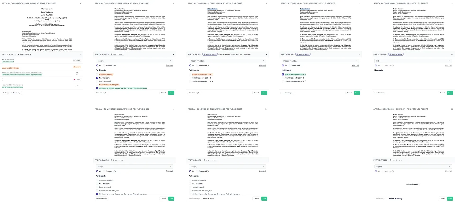 IX HUBs interface for labeling and updating suggestions over a PDF