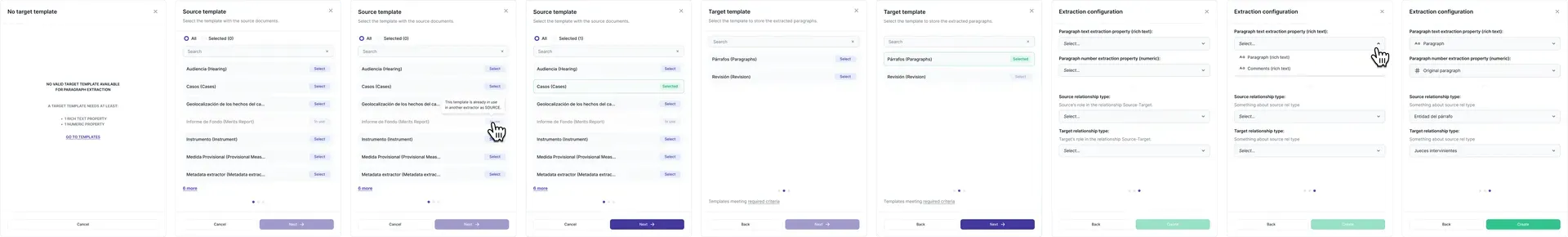 PX extractor creation modal interface