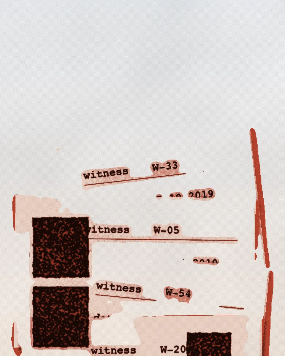 Record cards stamped with the colon, a red block above a blue one, in rubber-stamp ink. The print is in black and a red ink.