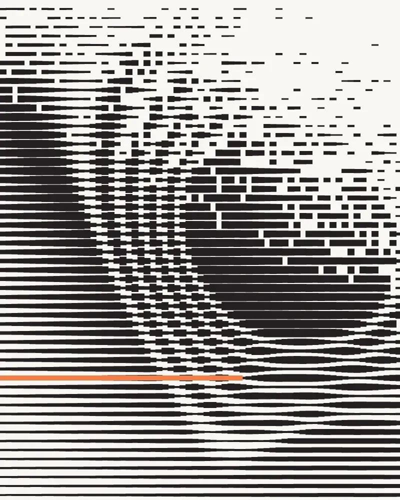 A plate of horizontal rules interrupted by bands from a second seed.