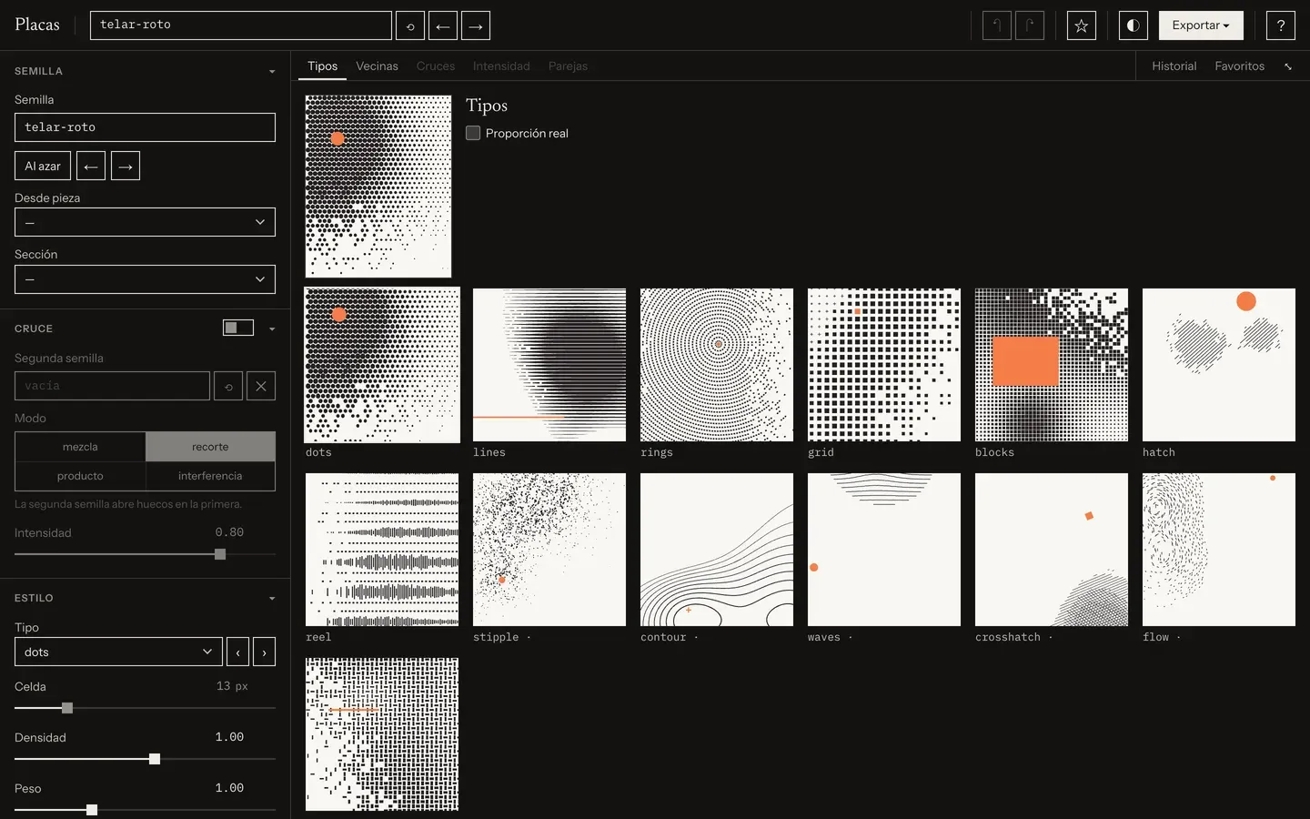 The sheet view: one seed drawn in all thirteen kinds of plate.