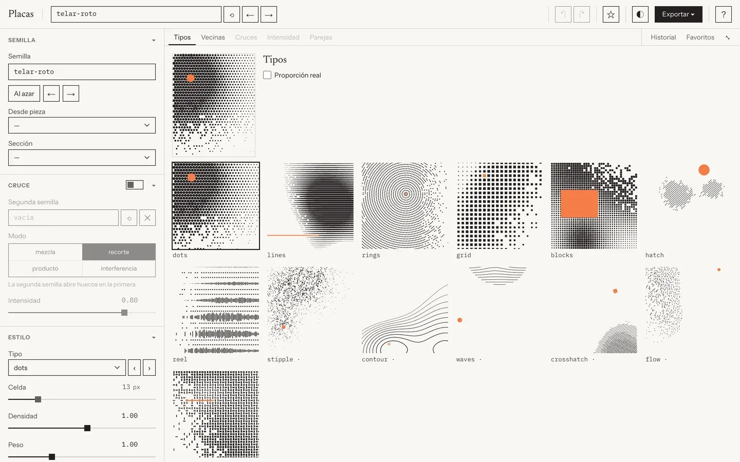 The sheet view: one seed drawn in all thirteen kinds of plate.