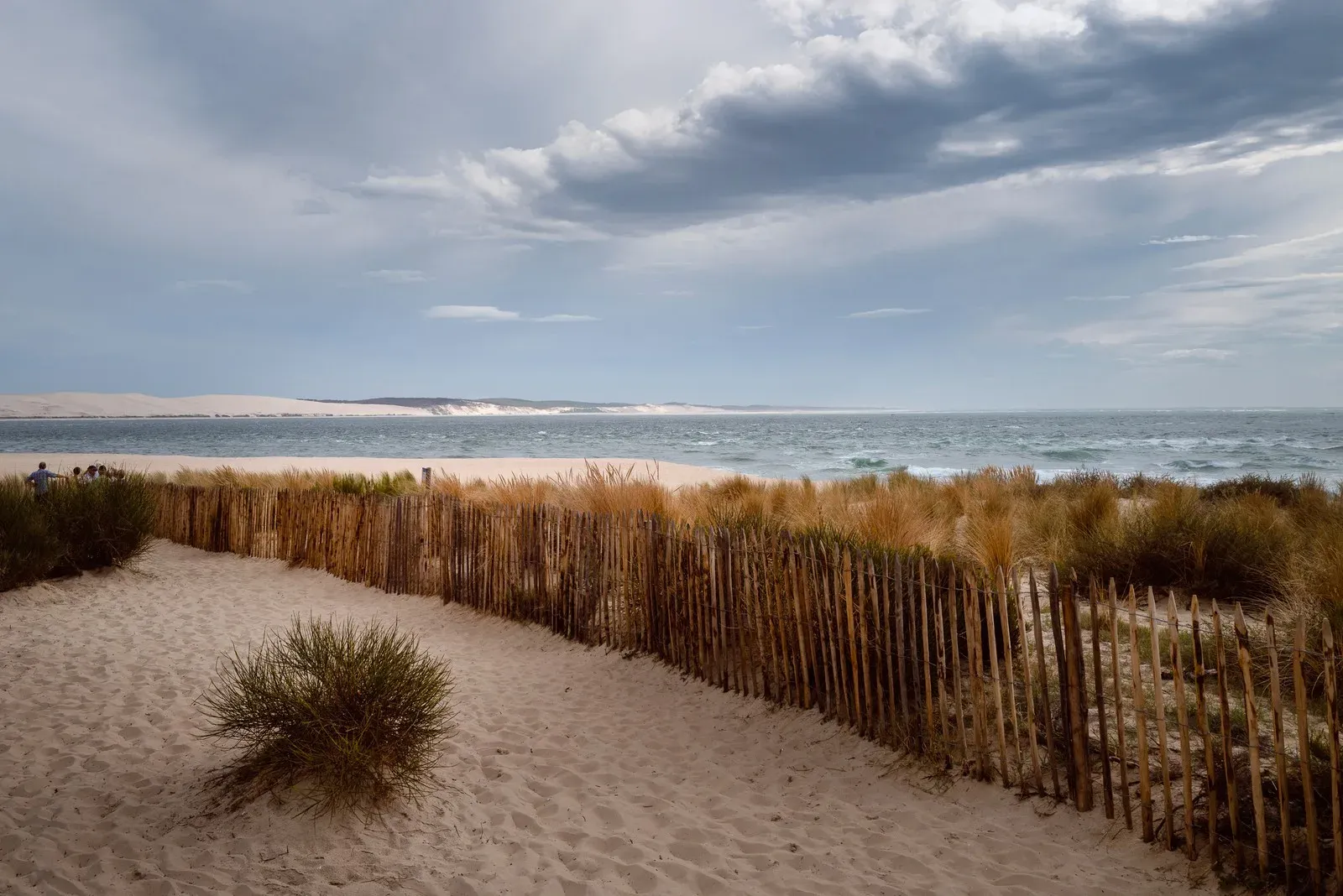 Dunes and a wooden fence at Cap-Ferret