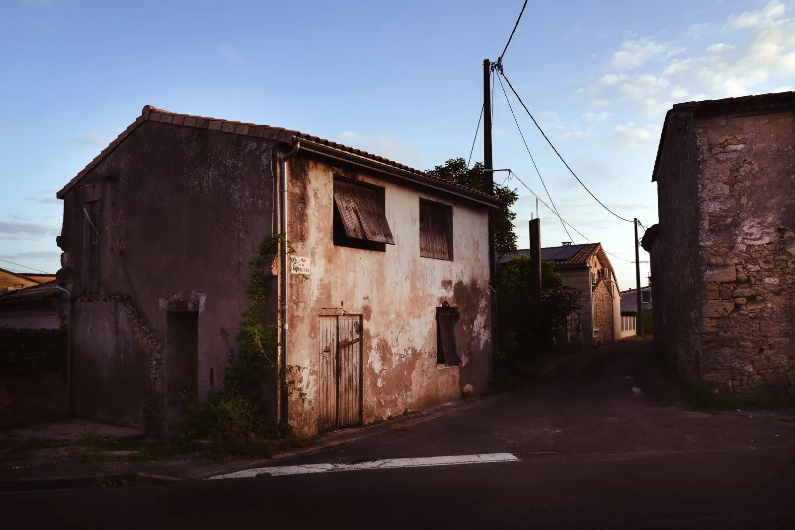Old village houses in warm early light