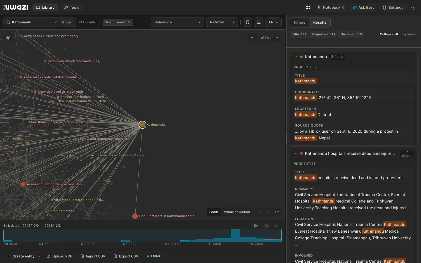 The Network view in dark mode