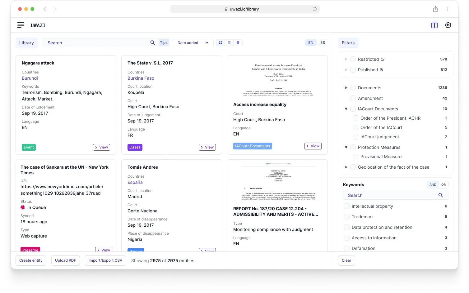 New library cards UI with improved information hierarchy