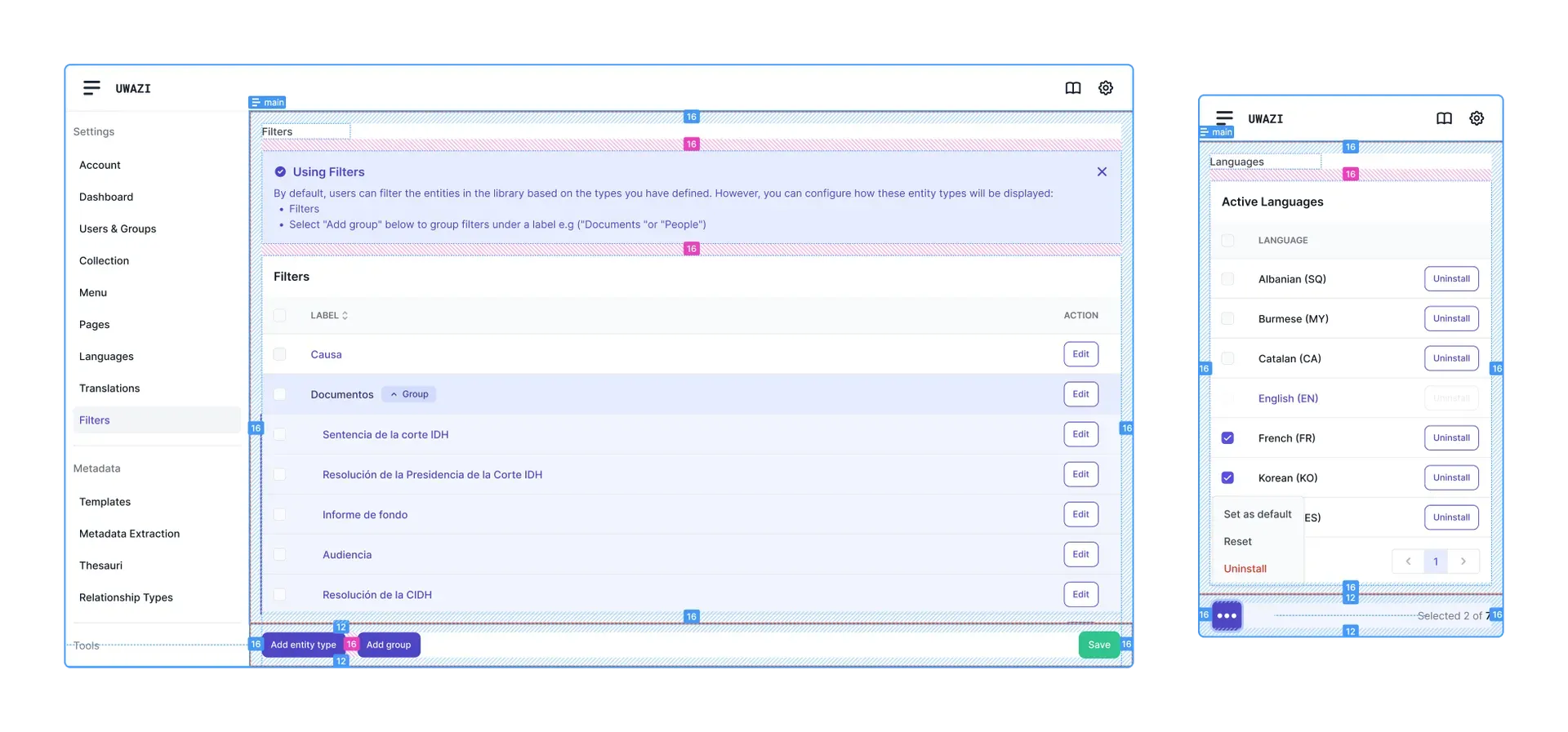 New table based UI with spacing
              handover markers - desktop & mobile