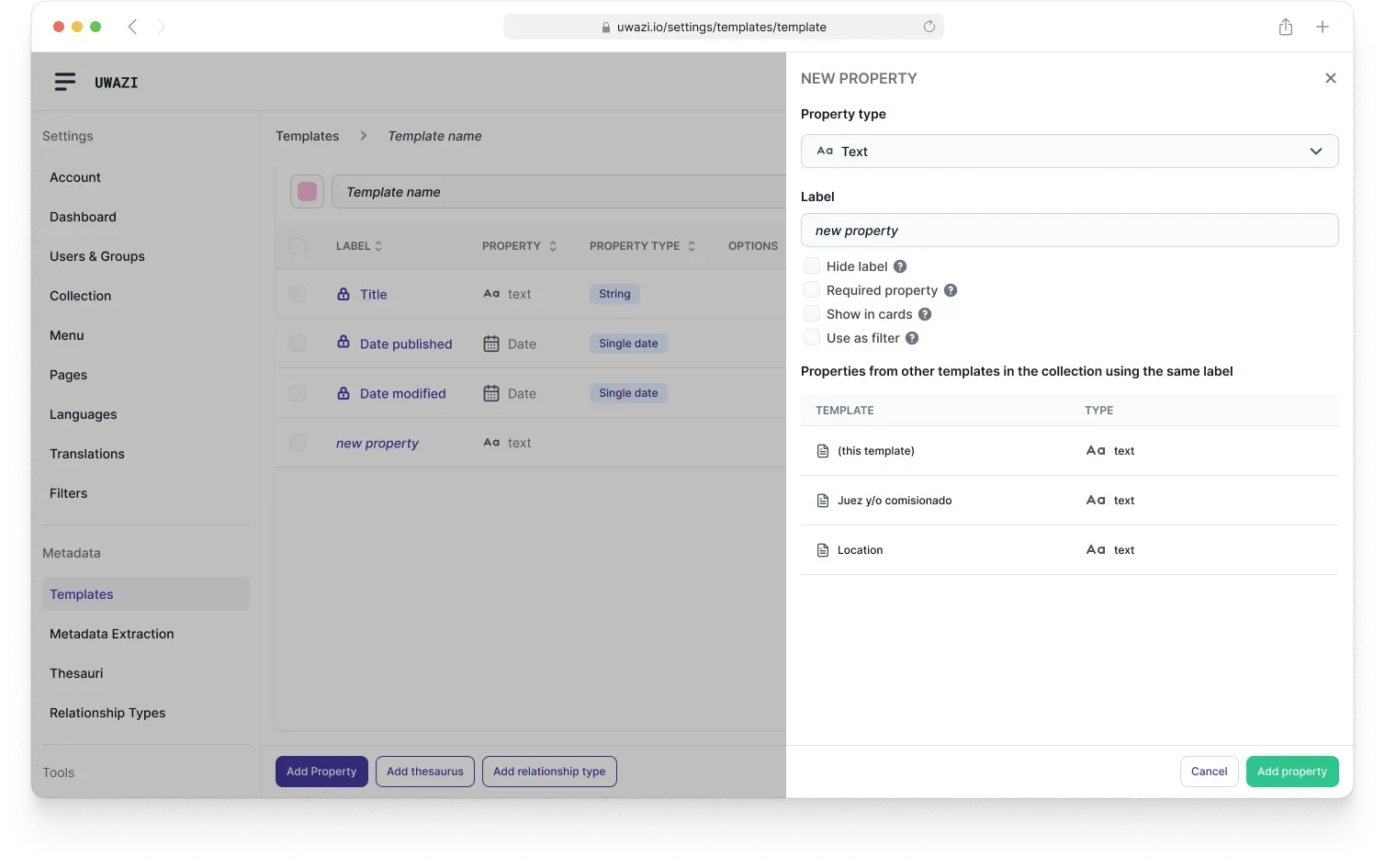 New templates drawer UI with improved navigation and actions