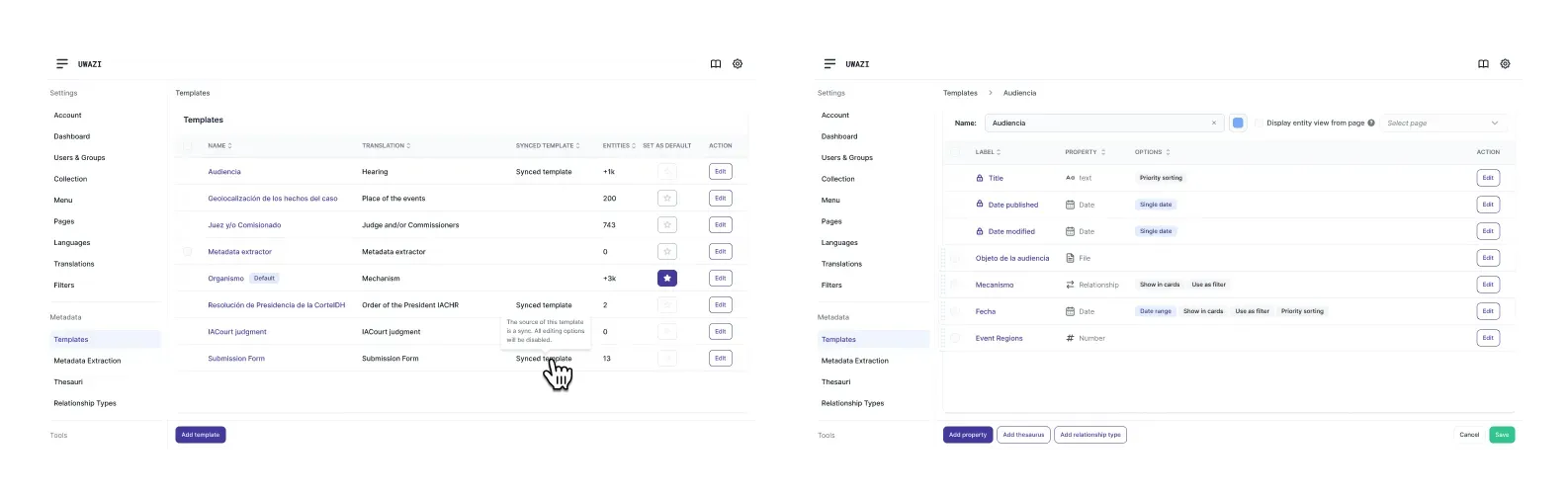 New Template list and template edit UI