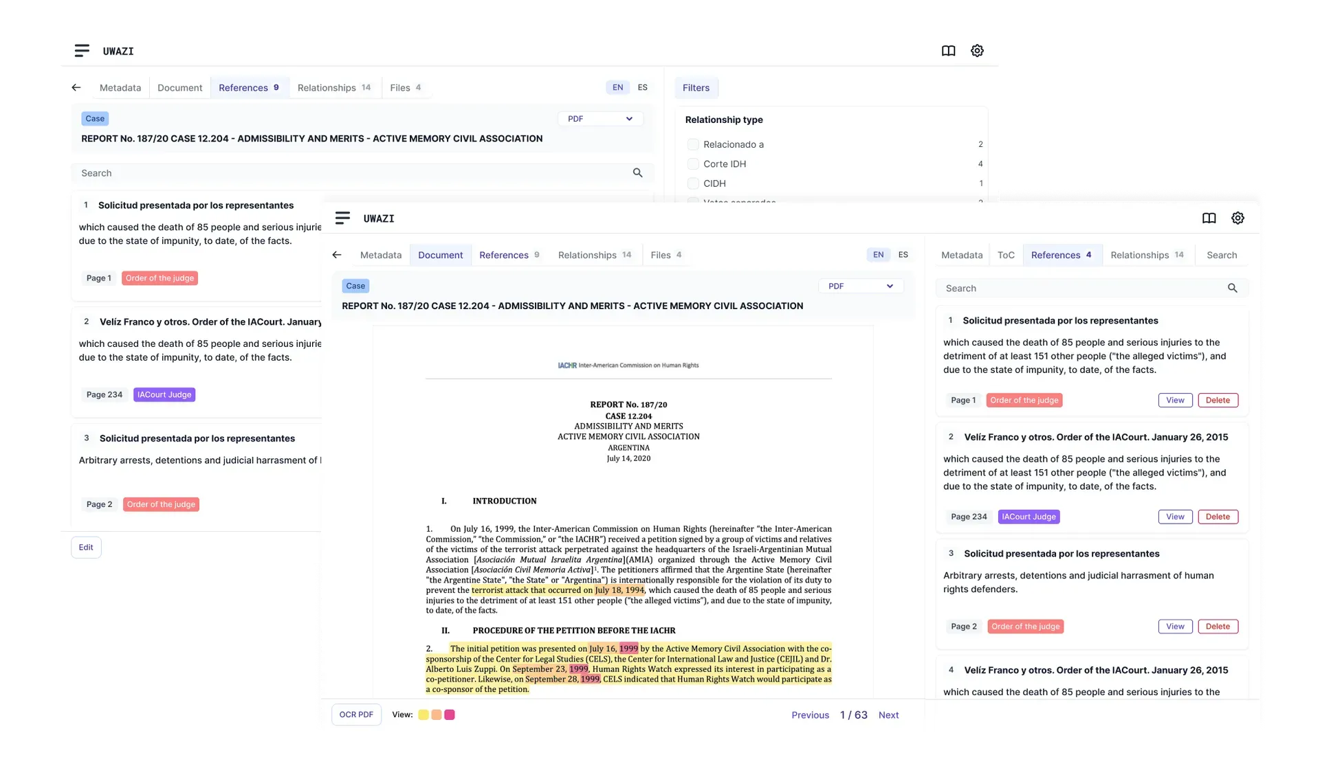 Concept for the new text References UI